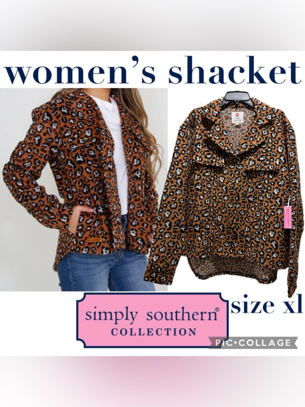 Simply Southern Women’s Leopard Print Shacket Size XL